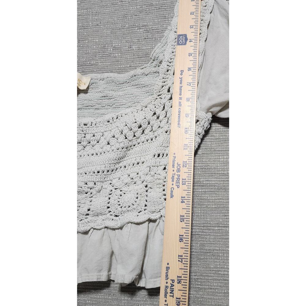 Rebellion Again Crochet Boho Peplum Blouse Women’s Large Cottagecore - Picture 6 of 13